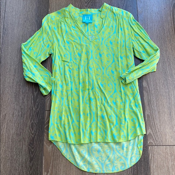 escapada Tops - Escapada XS green and blue printed tunic
